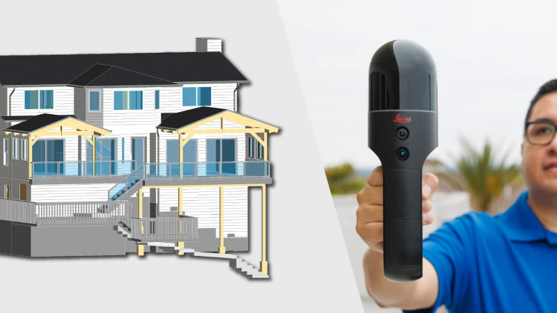 Image of a 3D Single-Family Residence BIM Model drafted in Revit by PPM and a surveyor using the Leica BLK2GO laser scanner to capture data.